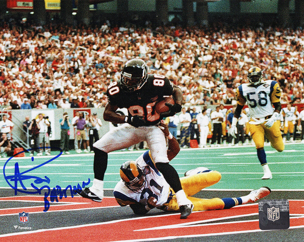 Andre Rison Signed Atlanta Falcons Touchdown Endzone Catch Action 8x10 Photo w/Bad Moon - RIS08P311 - Andre Rison Signed Atlanta Falcons Touchdown Endzone Catch Action 8x10 Photo w/Bad Moon product image