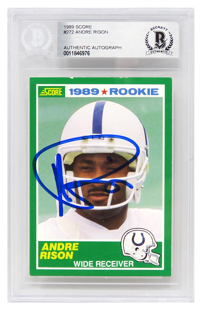 Andre Rison Signed Indianapolis Colts 1989 Score Rookie Football Trading Card #272 (Beckett Encapsulated) - RISCAR303 - Andre Rison Signed Indianapolis Colts 1989 Score Rookie Football Trading Card #272 (Beckett Encapsulated) product image