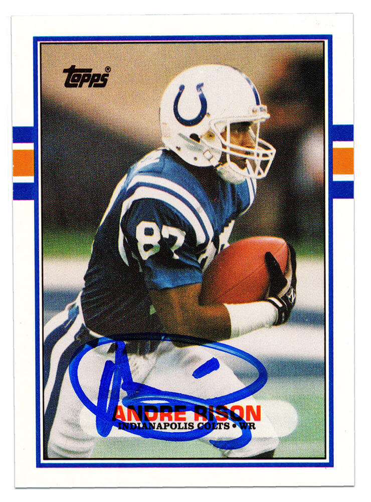 Andre Rison Signed Colts 1989 Topps Football Rookie Trading Card #102T - RISCAR304 - Andre Rison Signed Colts 1989 Topps Football Rookie Trading Card #102T product image