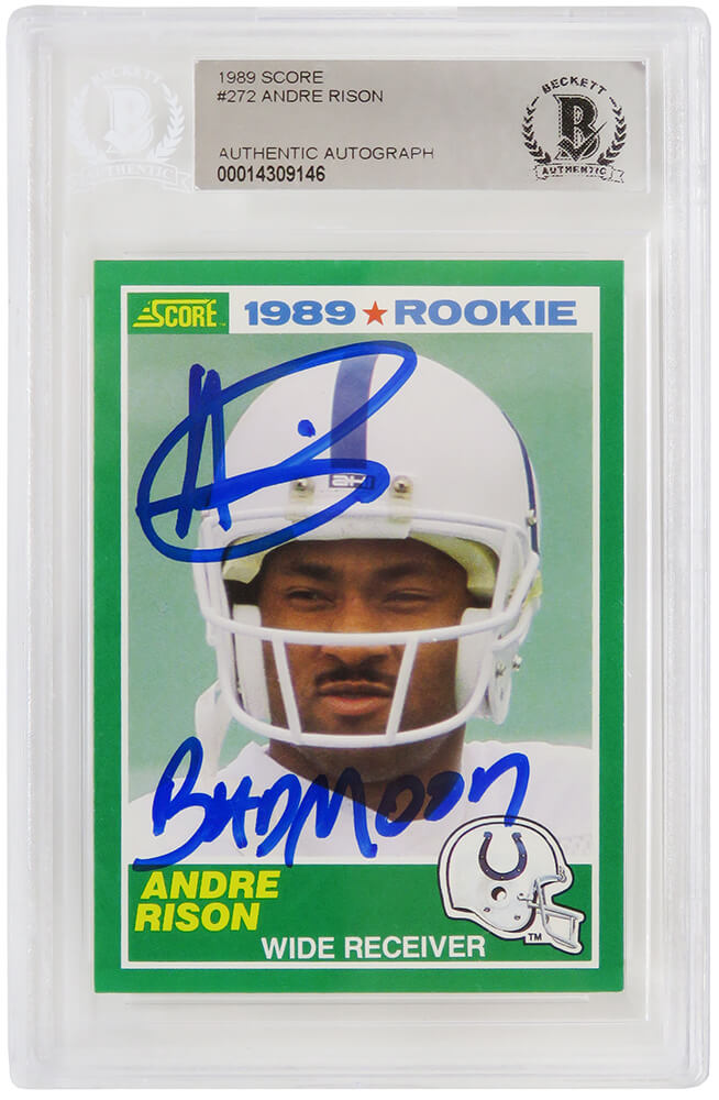 Andre Rison Signed Indianapolis Colts 1989 Score Rookie Card #272 w/Bad Moon (Beckett Encapsulated) - RISCAR310 - Andre Rison Signed Indianapolis Colts 1989 Score Rookie Card #272 w/Bad Moon (Beckett Encapsulated) product image
