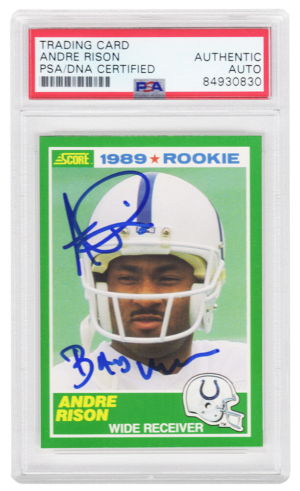 Andre Rison Signed Indianapolis Colts 1989 Score Rookie Card #272 w/Bad Moon - (PSA Encapsulated) - RISCAR317 - Andre Rison Signed Indianapolis Colts 1989 Score Rookie Card #272 w/Bad Moon - (PSA Encapsulated) product image