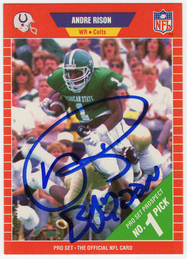 Andre Rison Signed 1989 Pro Set Rookie Football Trading Card #497 w/Bad Moon - RISCAR321 - Andre Rison Signed 1989 Pro Set Rookie Football Trading Card #497 w/Bad Moon product image