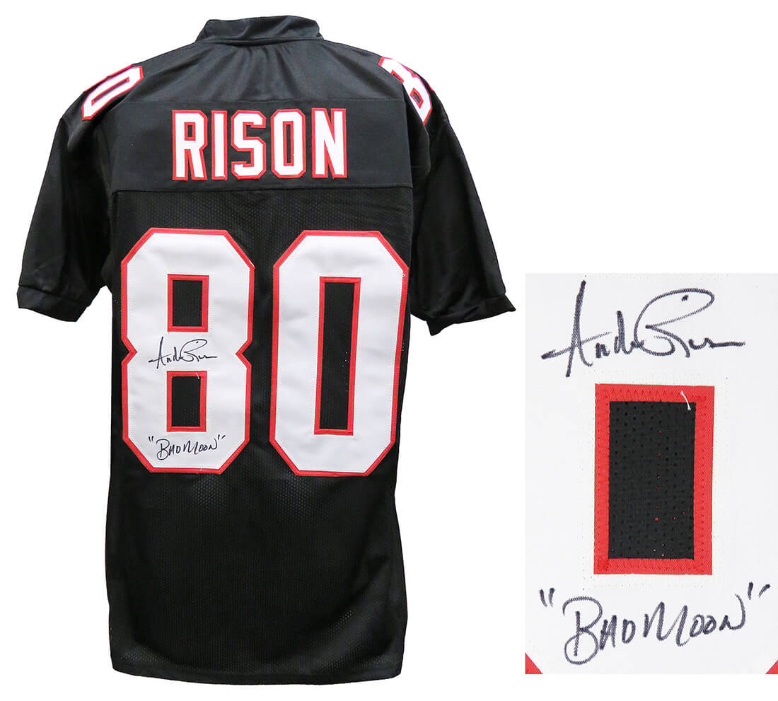 Andre Rison Signed Black Throwback Custom Football Jersey w/Bad Moon - RISJRY304 - Andre Rison Signed Black Throwback Custom Football Jersey w/Bad Moon product image