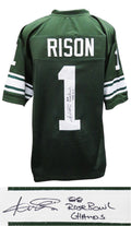 Andre Rison Signed Green Throwback Custom Football Jersey w/88 Rose Bowl Champs - RISJRY306 - Andre Rison Signed Green Throwback Custom Football Jersey w/88 Rose Bowl Champs product image