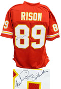 Andre Rison Signed Red Throwback Custom Football Jersey w/Spiderman - RISJRY310 - Andre Rison Signed Red Throwback Custom Football Jersey w/Spiderman product image