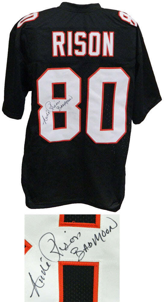 Andre Rison Signed Full Name Signature Black Custom Football Jersey w/Bad Moon - RISJRY311 - Andre Rison Signed Full Name Signature Black Custom Football Jersey w/Bad Moon product image
