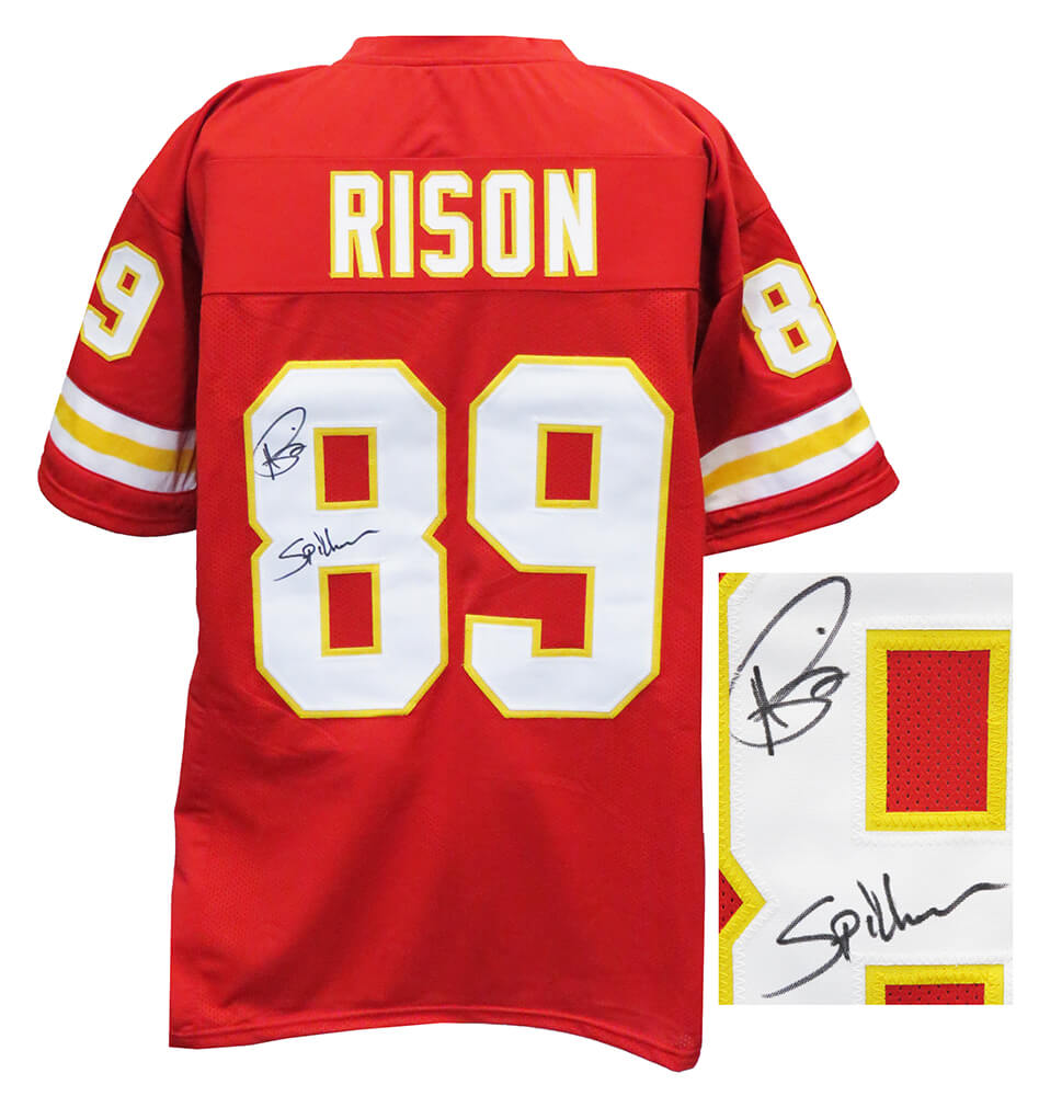 Andre Rison Signed Red T/B Custom Football Jersey w/Spiderman - RISJRY315 - Andre Rison Signed Red T/B Custom Football Jersey w/Spiderman product image