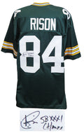 Andre Rison Signed Green Custom Jersey w/SB XXXI Champs (Signed Middle of #8) - RISJRY317 - Andre Rison Signed Green Custom Jersey w/SB XXXI Champs (Signed Middle of #8) product image