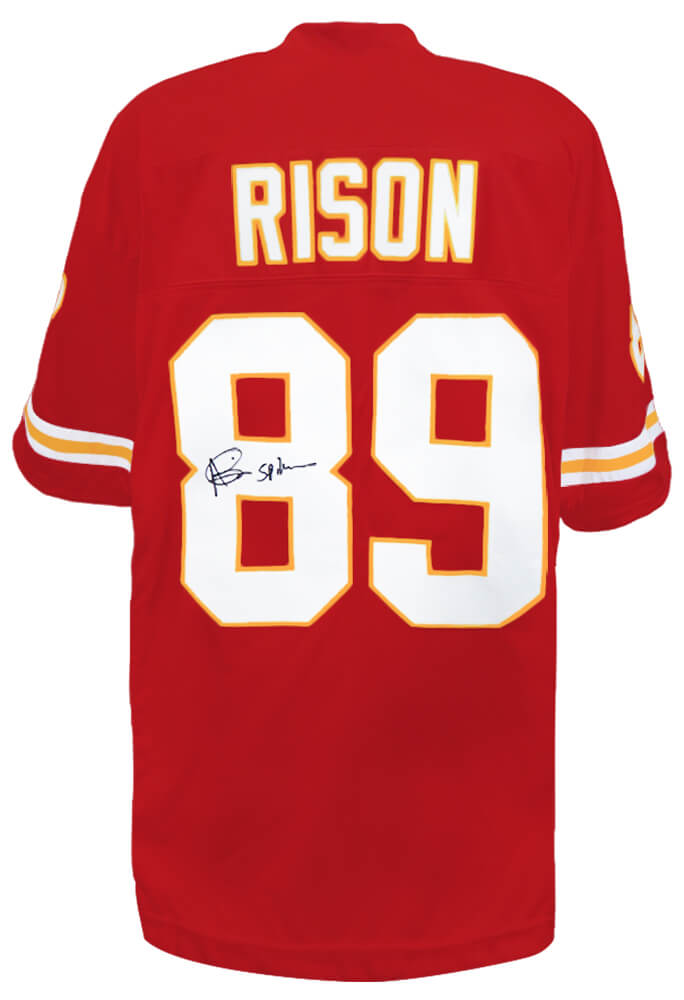 Andre Rison Signed Red Custom Jersey w/Spiderman (Signed Middle of #8) - RISJRY318 - Andre Rison Signed Red Custom Jersey w/Spiderman (Signed Middle of #8) product image