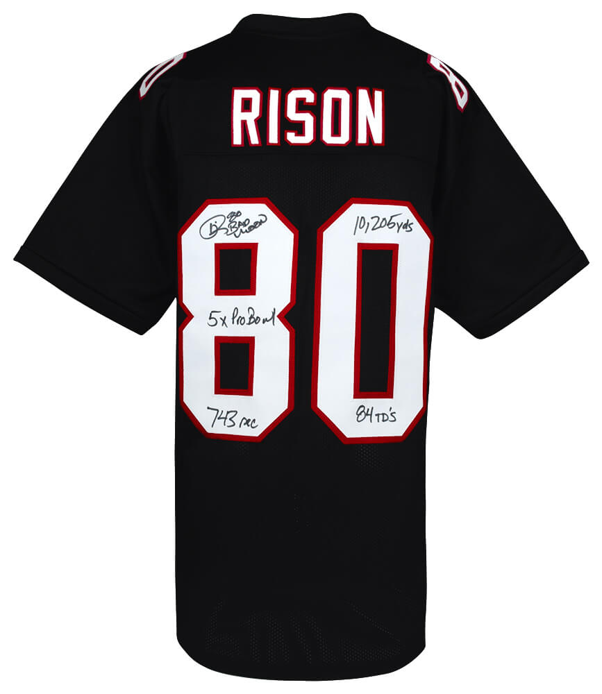 Andre Rison Signed Black T/B Custom Football Jersey w/5-Inscriptions - RISJRY322 - Andre Rison Signed Black T/B Custom Football Jersey w/5-Inscriptions product image