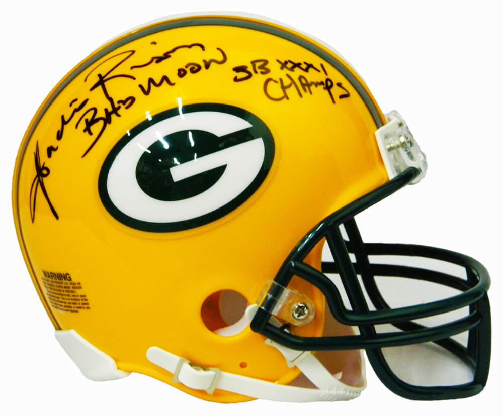 Andre Rison Signed Green Bay Packers Riddell Mini Helmet w/Bad Moon, SB XXXI Champs - RISMIN317 - Andre Rison Signed Green Bay Packers Riddell Mini Helmet w/Bad Moon, SB XXXI Champs product image