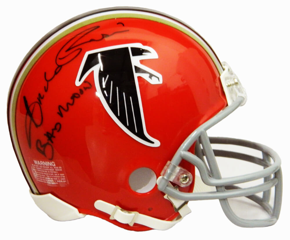 Andre Rison Signed Full Name Signature Atlanta Falcons T/B Red Riddell Mini Helmet w/Bad Moon - RISMIN321 - Andre Rison Signed Full Name Signature Atlanta Falcons T/B Red Riddell Mini Helmet w/Bad Moon product image