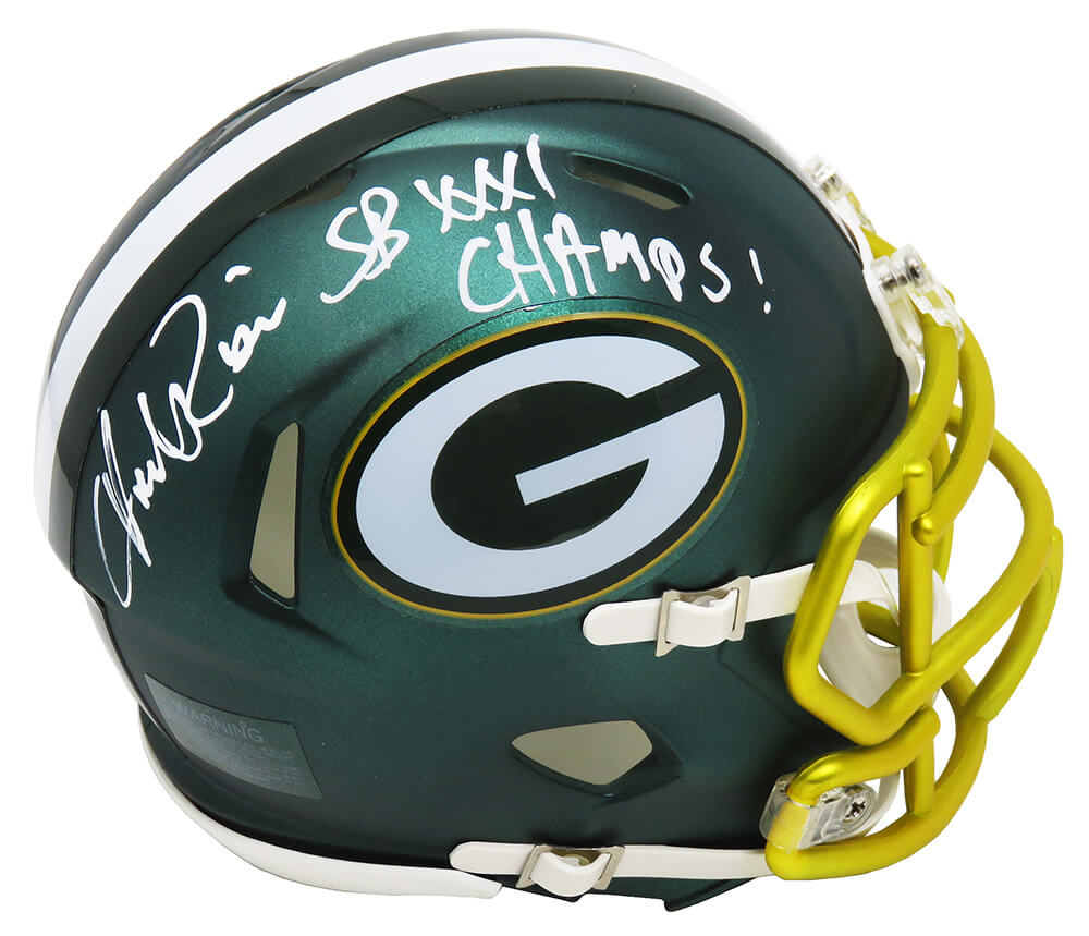 Andre Rison Signed Packers Blaze Riddell Speed Mini Helmet w/SB XXXI Champs - RISMIN328 - Andre Rison Signed Packers Blaze Riddell Speed Mini Helmet w/SB XXXI Champs product image