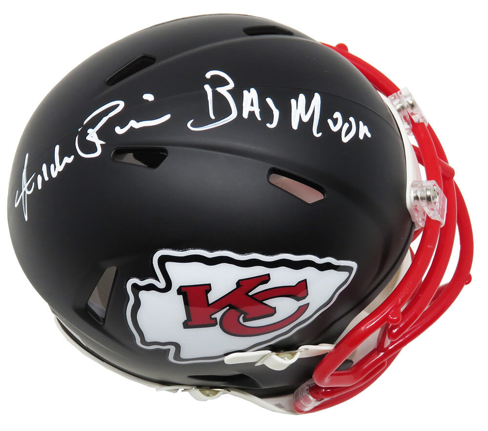 Andre Rison Signed Kansas City Chiefs Flat Black Matte Riddell Speed Mini Helmet w/Bad Moon - RISMIN331 - Andre Rison Signed Kansas City Chiefs Flat Black Matte Riddell Speed Mini Helmet w/Bad Moon product image