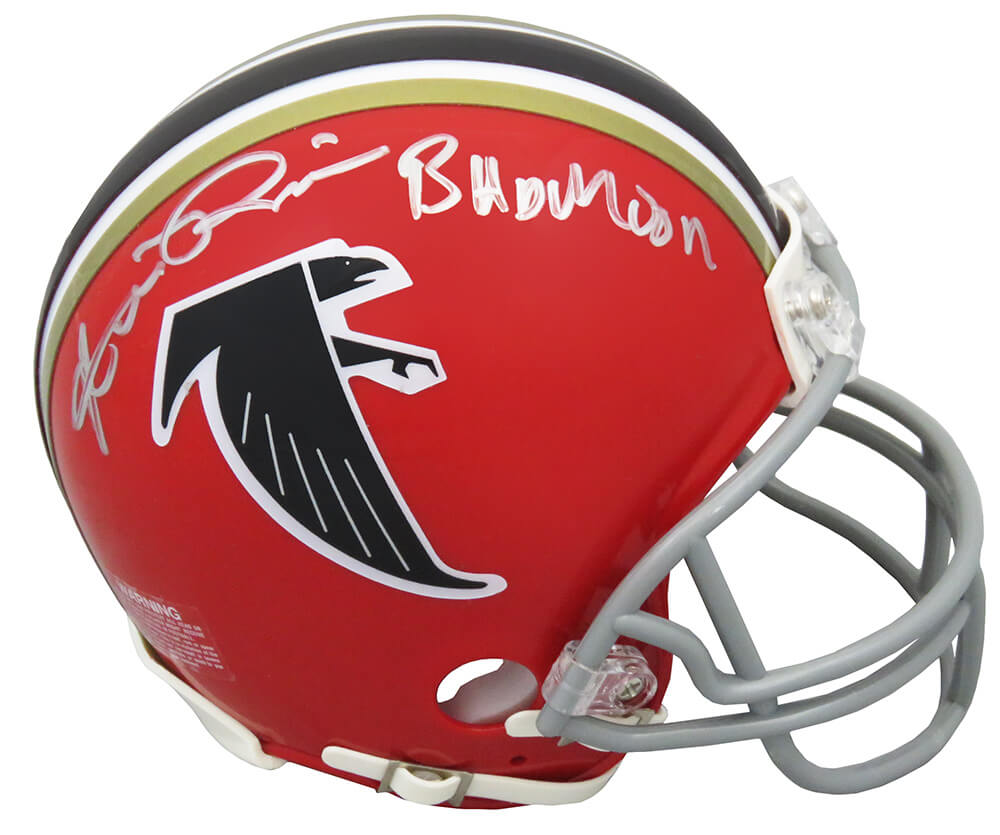 Andre Rison Signed Falcons Throwback Red Riddell Mini Helmet w/Bad Moon (In Silver) - RISMIN341 - Andre Rison Signed Falcons Throwback Red Riddell Mini Helmet w/Bad Moon (In Silver) product image