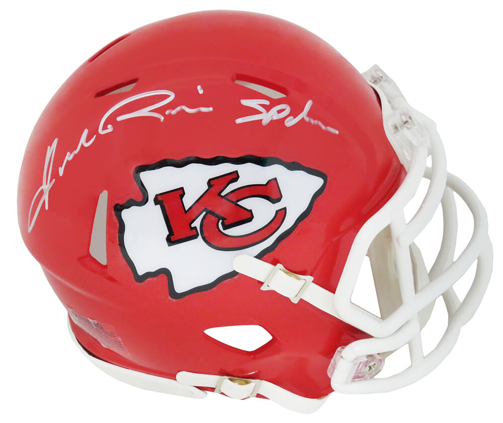 Andre Rison Signed KC Chiefs Riddell Speed Mini Helmet w/Spiderman - RISMIN342 - Andre Rison Signed KC Chiefs Riddell Speed Mini Helmet w/Spiderman product image
