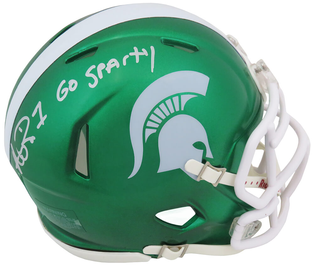 Andre Rison Signed Michigan State FLASH Riddell Speed Mini Helmet w/Go Sparty - RISMIN349 - Andre Rison Signed Michigan State FLASH Riddell Speed Mini Helmet w/Go Sparty product image