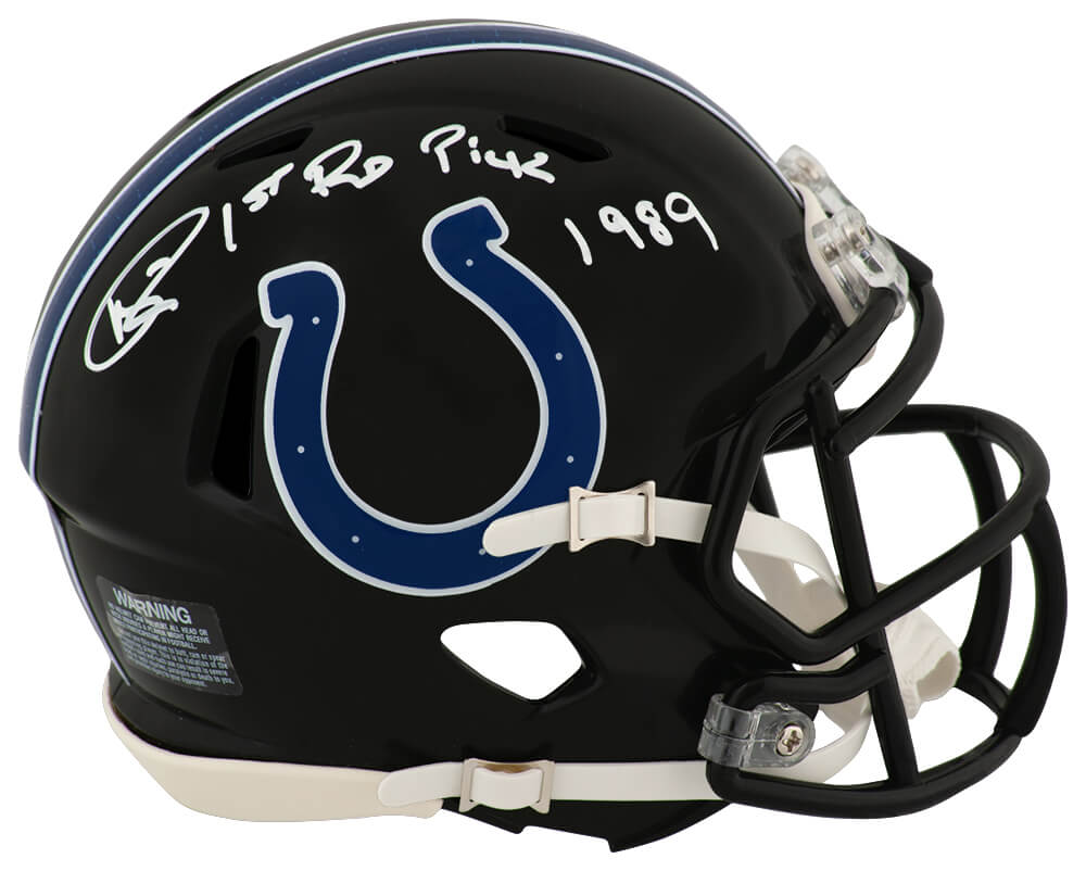 Andre Rison Signed Indianapolis Colts  2023 Alt Black Riddell Speed Mini Helmet w/1st Rd Pick 1989 - RISMIN362 - Andre Rison Signed Indianapolis Colts 2023 Alt Black Riddell Speed Mini Helmet w/1st Rd Pick 1989 product image