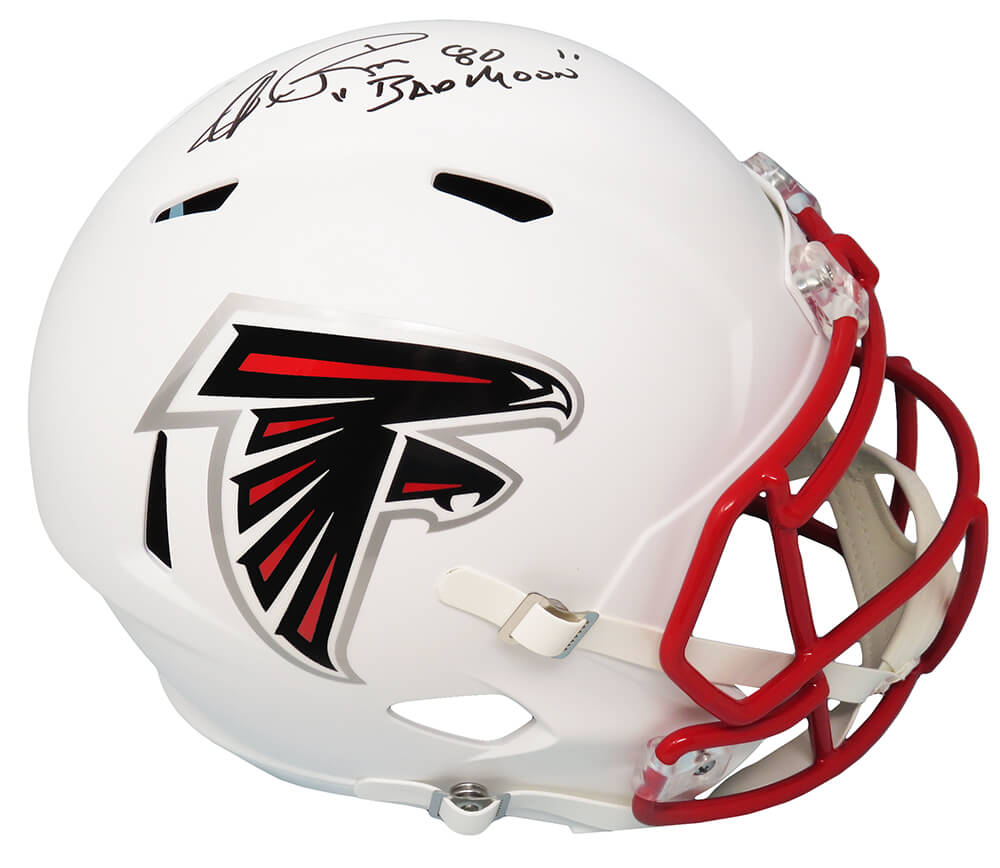 Andre Rison Signed Atlanta Falcons Flat White Matte Riddell Speed Full Size Replica Helmet w/Bad Moon - RISREP309 - Andre Rison Signed Atlanta Falcons Flat White Matte Riddell Speed Full Size Replica Helmet w/Bad Moon product image