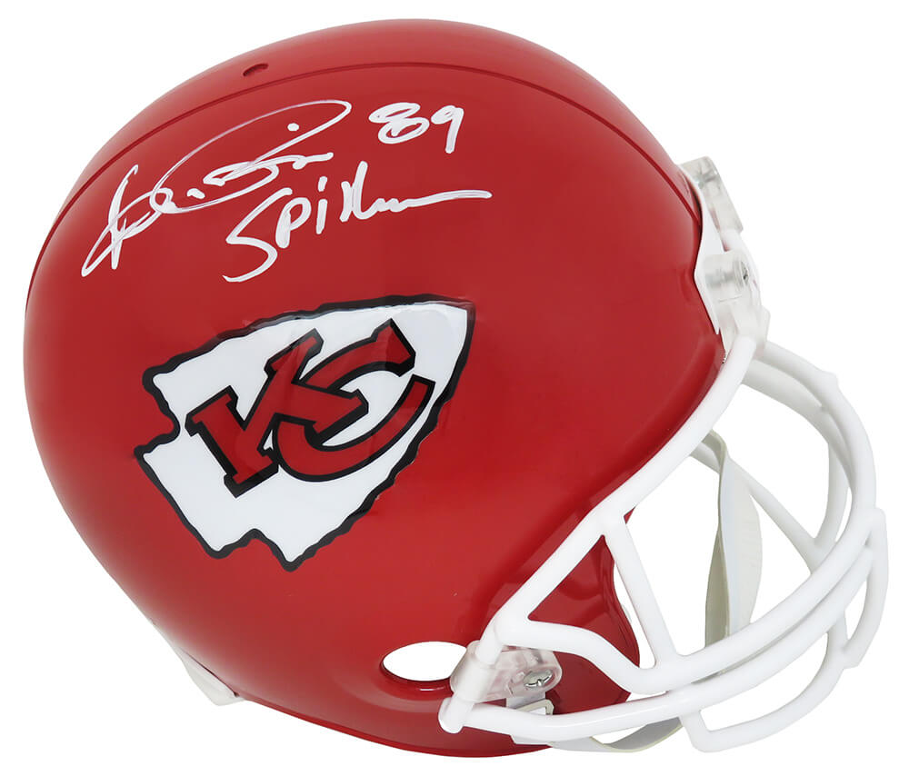 Andre Rison Signed Kansas City Chiefs Riddell Full Size Replica Helmet w/Spiderman - RISREP315 - Andre Rison Signed Kansas City Chiefs Riddell Full Size Replica Helmet w/Spiderman product image