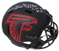 Andre Rison Signed Falcons Eclipse Black Matte Riddell Full Size Speed Replica Helmet w/5 Stats - RISREP324 - Andre Rison Signed Falcons Eclipse Black Matte Riddell Full Size Speed Replica Helmet w/5 Stats product image
