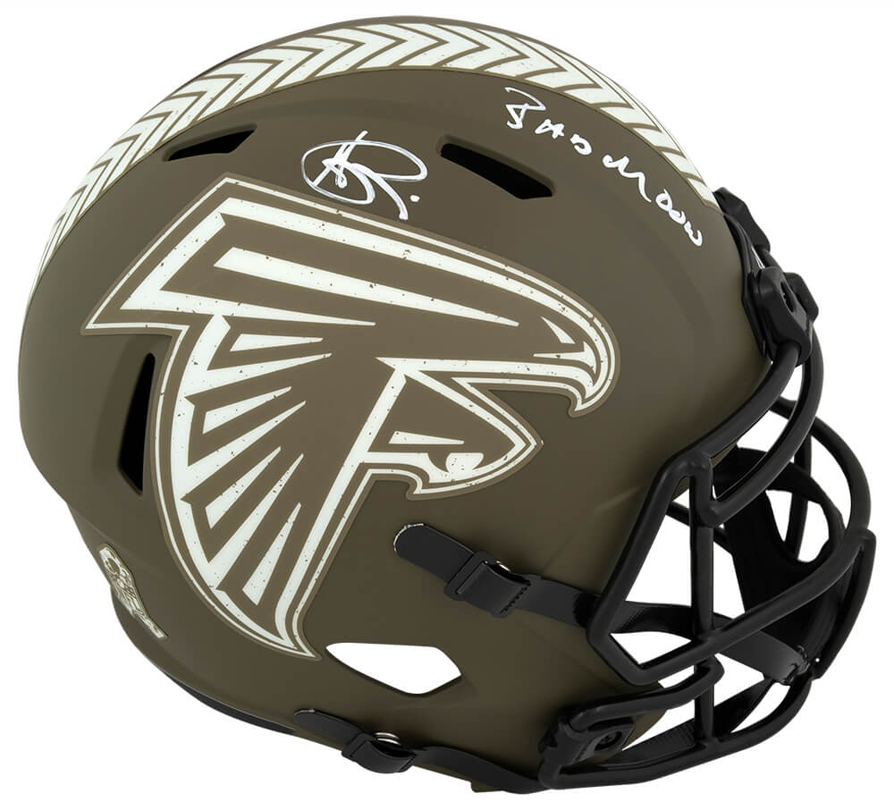 Andre Rison Signed Atlanta Falcons Salute to Service Riddell Full Size Speed Replica Helmet w/Bad Moon - RISREP329 - Andre Rison Signed Atlanta Falcons Salute to Service Riddell Full Size Speed Replica Helmet w/Bad Moon product image