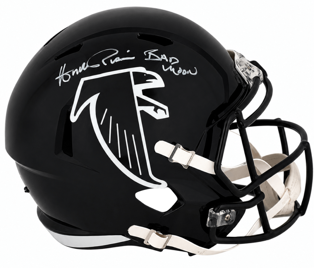 Andre Rison Signed Atlanta Falcons (90-02 Style) T/B Riddell Full Size Speed Replica Helmet w/Bad Moon - RISREP337 - Andre Rison Signed Atlanta Falcons (90-02 Style) T/B Riddell Full Size Speed Replica Helmet w/Bad Moon product image