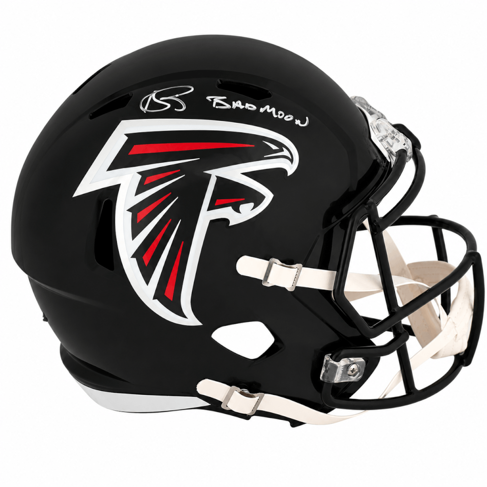 Andre Rison Signed Atlanta Falcons (2003-19 Style) T/B Riddell Full Size Speed Replica Helmet w/Bad Moon - RISREP339 - Andre Rison Signed Atlanta Falcons (2003-19 Style) T/B Riddell Full Size Speed Replica Helmet w/Bad Moon product image