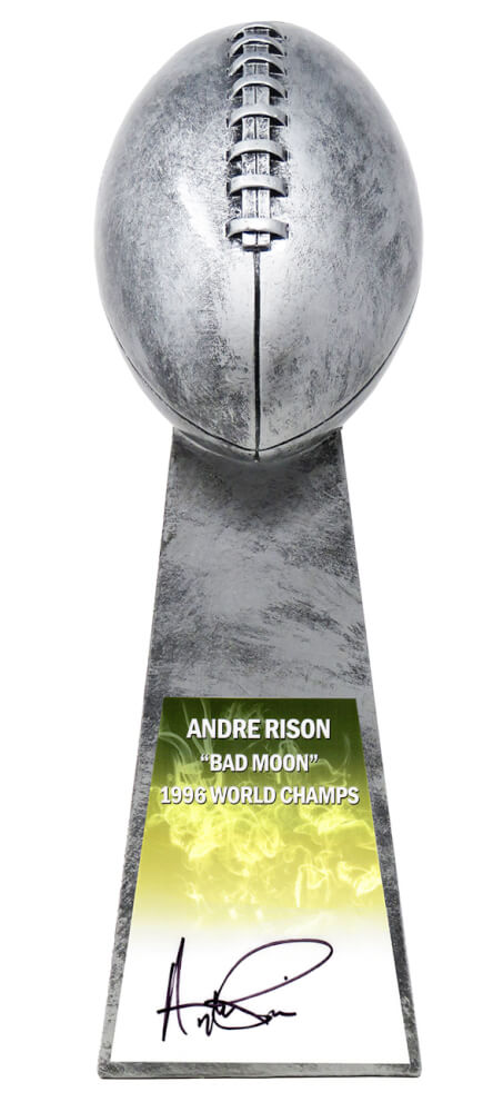 Andre Rison Signed Football World Champion 15 Inch Replica Silver Trophy - RISTRO300 - Andre Rison Signed Football World Champion 15 Inch Replica Silver Trophy product image