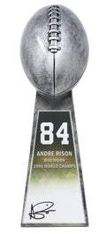 Andre Rison Signed Football World Champion 15 Inch Replica Silver Trophy With #84 Sticker - RISTRO306 - Andre Rison Signed Football World Champion 15 Inch Replica Silver Trophy With #84 Sticker product image