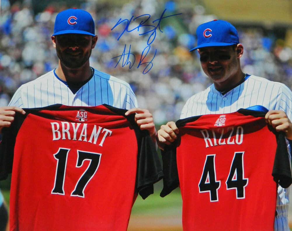 Anthony Rizzo & Kris Bryant Dual Signed Chicago Cubs Holding 2015 All Star Game Jerseys 16x20 Photo - RIZ16P122 - Anthony Rizzo & Kris Bryant Dual Signed Chicago Cubs Holding 2015 All Star Game Jerseys 16x20 Photo product image
