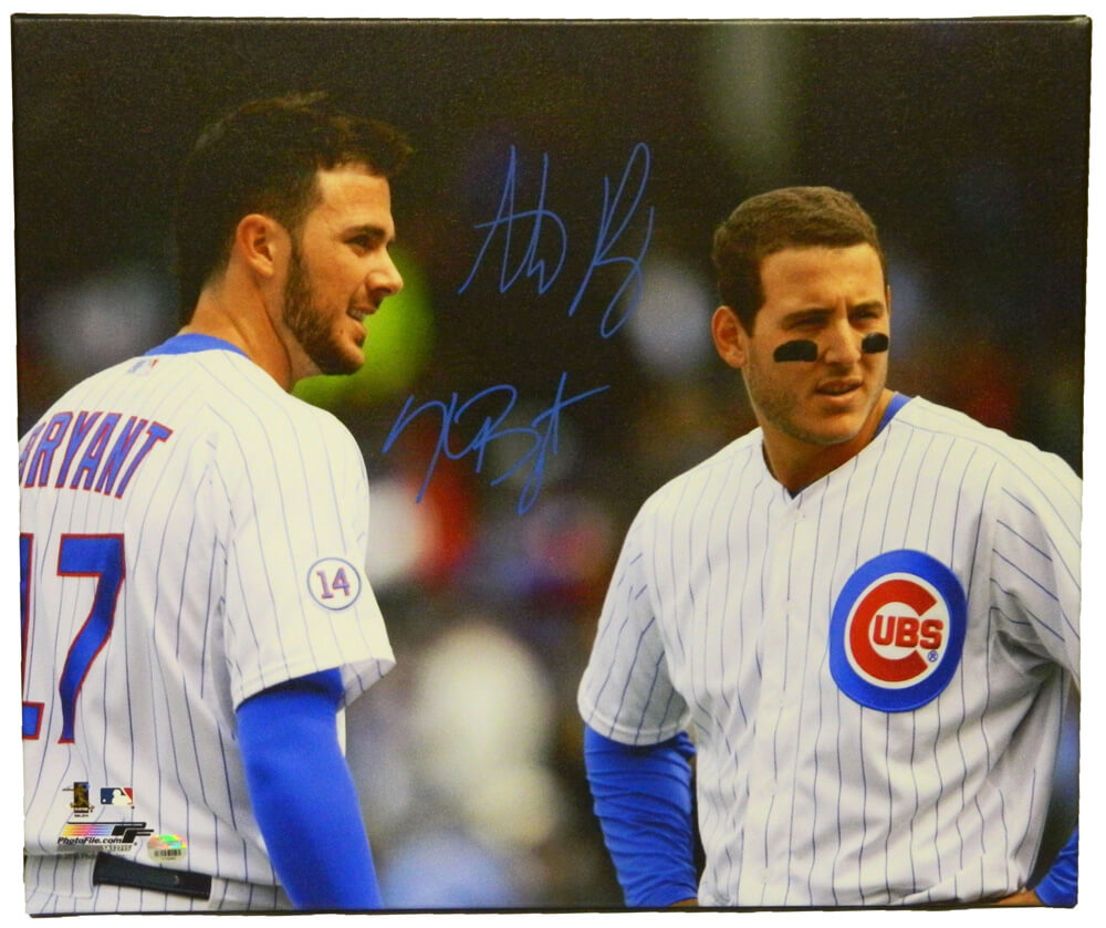 Anthony Rizzo & Kris Bryant Dual Signed Chicago Cubs 20x24 Canvas - RIZCAN100 - Anthony Rizzo & Kris Bryant Dual Signed Chicago Cubs 20x24 Canvas product image