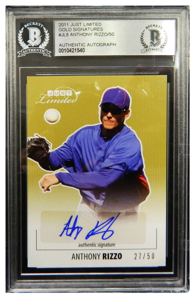 Anthony Rizzo Signed 2011 Just Limited Gold Signatures LE/50 Trading Card #JL8 - (Beckett Encapsulated) - RIZCAR101 - Anthony Rizzo Signed 2011 Just Limited Gold Signatures LE/50 Trading Card #JL8 - (Beckett Encapsulated) product image
