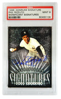 Phil Rizzuto Signed New York Yankees 1998 Donruss Signature Series Trading Card (Mint 9) - (PSA Encapsulated) - RIZCAR110 - Phil Rizzuto Signed New York Yankees 1998 Donruss Signature Series Trading Card (Mint 9) - (PSA Encapsulated) product image
