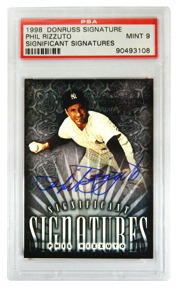 Phil Rizzuto Signed New York Yankees 1998 Donruss Signature Series Trading Card (Mint 9) - (PSA Encapsulated) - RIZCAR110 - Phil Rizzuto Signed New York Yankees 1998 Donruss Signature Series Trading Card (Mint 9) - (PSA Encapsulated) product image