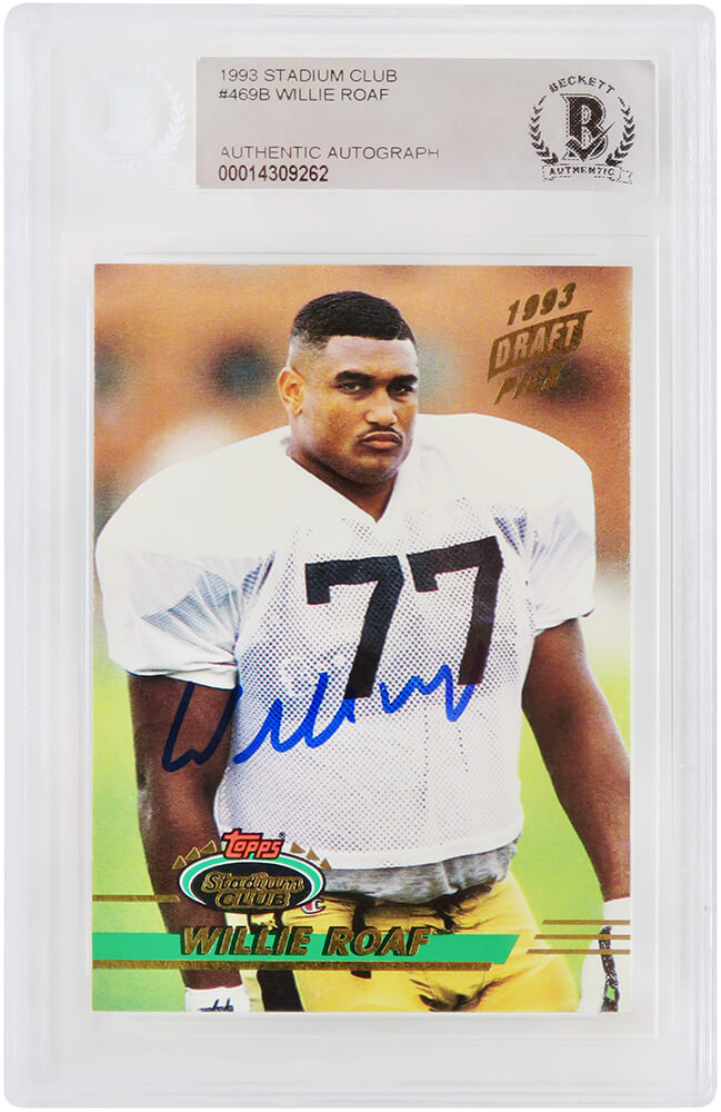 Willie Roaf Signed New Orleans Saints 1993 Stadium Club Rookie Football Card #469 - (Beckett Encapsulated) - ROACAR304 - Willie Roaf Signed New Orleans Saints 1993 Stadium Club Rookie Football Card #469 - (Beckett Encapsulated) product image
