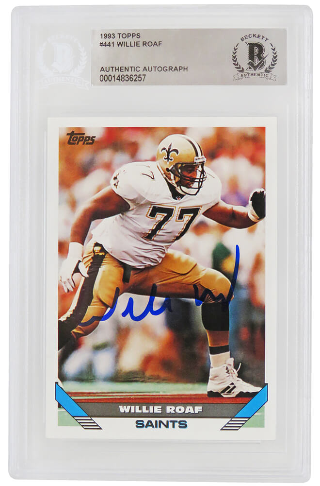 Willie Roaf Signed New Orleans Saints 1993 Topps Rookie Football Card #441 (Beckett Encapsulated) - ROACAR305 - Willie Roaf Signed New Orleans Saints 1993 Topps Rookie Football Card #441 (Beckett Encapsulated) product image