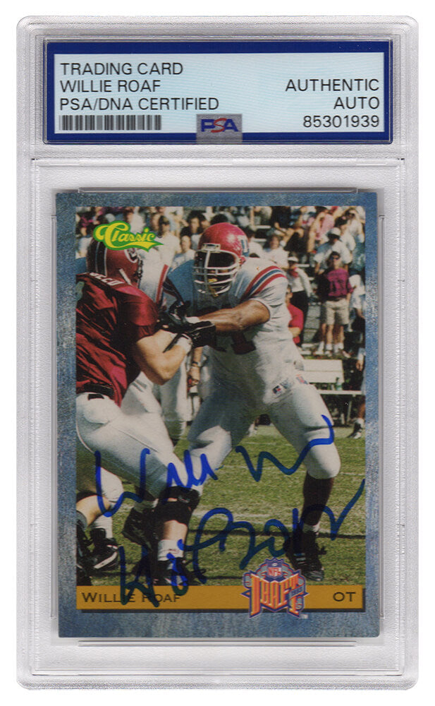 Willie Roaf Signed 1993 Classic Rookie Football Card #8 w/HOF 2012 - (PSA Encapsulated) - ROACAR309 - Willie Roaf Signed 1993 Classic Rookie Football Card #8 w/HOF 2012 - (PSA Encapsulated) product image