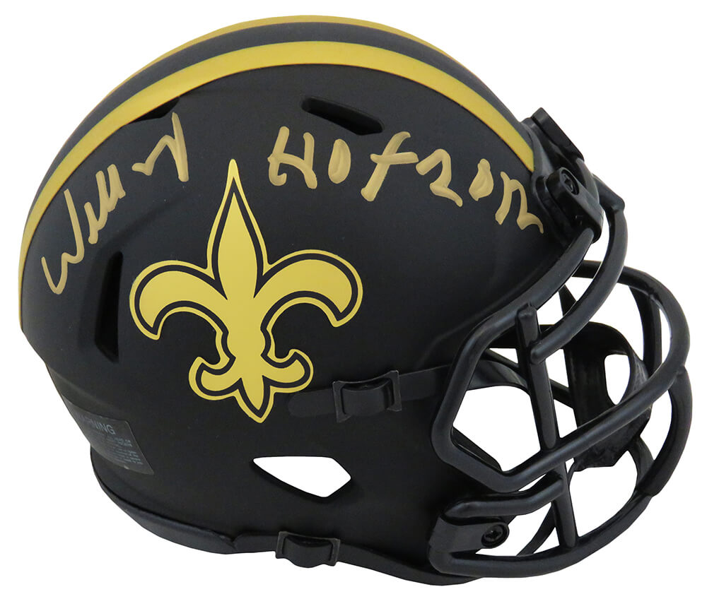 Willie Roaf Signed New Orleans Saints Eclipse Black Matte Riddell Speed Mini Helmet w/HOF 2012 - ROAMIN309 - Willie Roaf Signed New Orleans Saints Eclipse Black Matte Riddell Speed Mini Helmet w/HOF 2012 product image