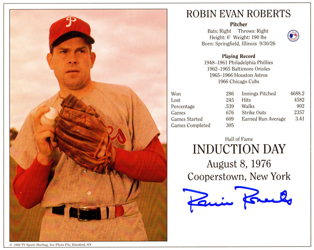 Robin Roberts Signed Philadelphia Phillies Hall of Fame Induction Day 8x10 Photo - ROB08P133 - Robin Roberts Signed Philadelphia Phillies Hall of Fame Induction Day 8x10 Photo product image