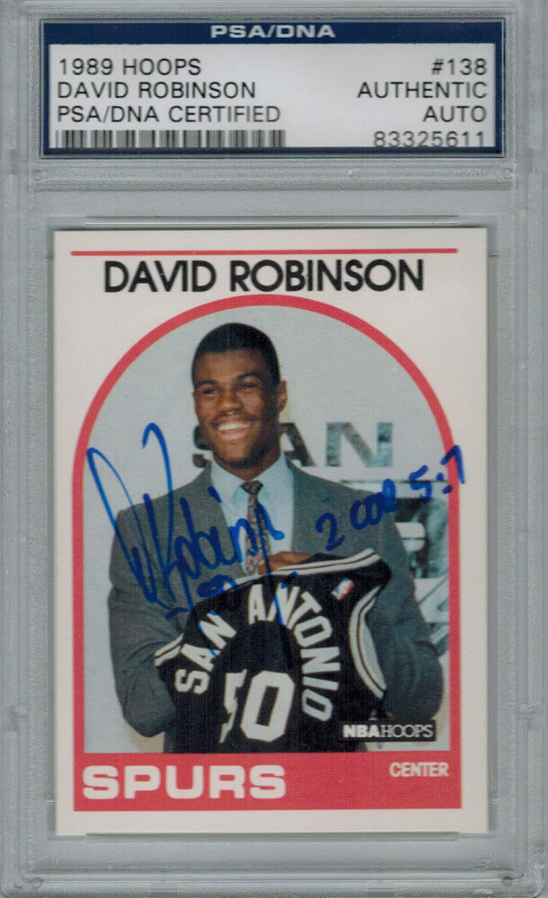 David Robinson Signed San Antonio Spurs 1989 Hoops Rookie Card #138 - PSA - ROBCAR201 - David Robinson Signed San Antonio Spurs 1989 Hoops Rookie Card #138 - PSA product image