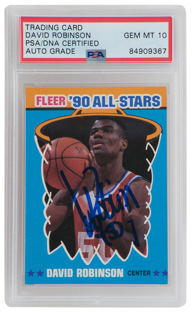 David Robinson Signed San Antonio Spurs 1990-91 Fleer All-Star Basketball Sticker Card #10 - (PSA- Auto Grade 10) - ROBCAR202 - David Robinson Signed San Antonio Spurs 1990-91 Fleer All-Star Basketball Sticker Card #10 - (PSA- Auto Grade 10) product image