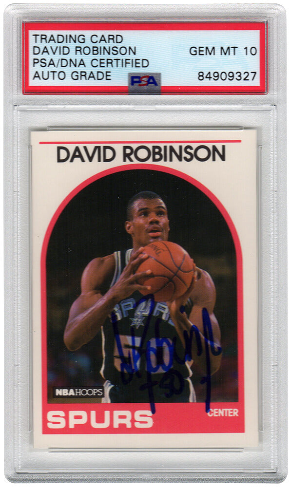 David Robinson Signed San Antonio Spurs 1989-90 NBA Hoops Basketball Rookie Card #310 - (PSA - Auto Grade 10) - ROBCAR203 - David Robinson Signed San Antonio Spurs 1989-90 NBA Hoops Basketball Rookie Card #310 - (PSA - Auto Grade 10) product image