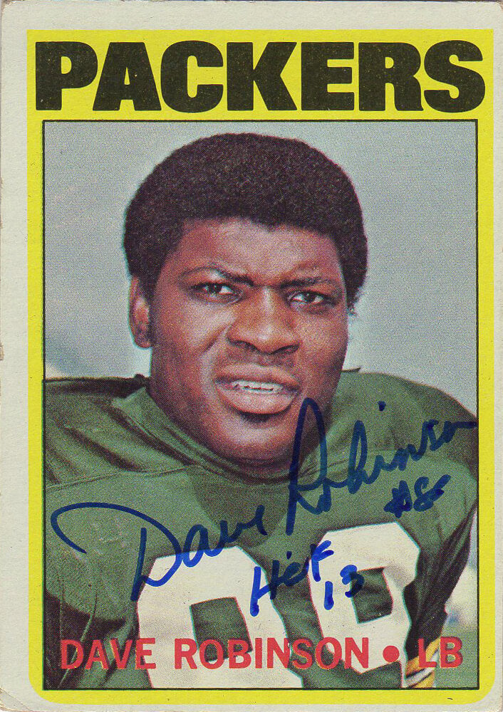 Dave Robinson Signed Green Bay Packers 1972 Topps Football Card #116 w/HOF'13 - ROBCAR310 - Dave Robinson Signed Green Bay Packers 1972 Topps Football Card #116 w/HOF'13 product image
