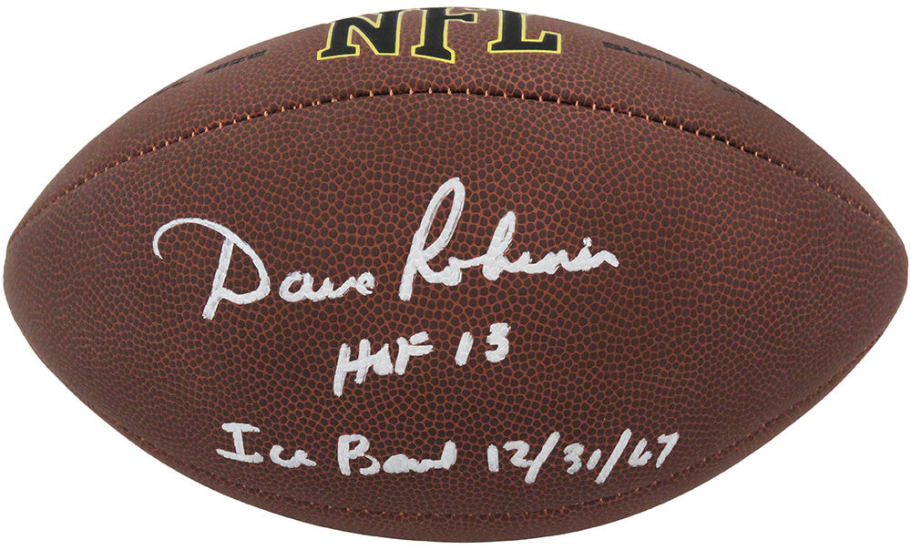 Dave Robinson Signed Wilson Super Grip Full Size NFL Football w/Ice Bowl 12-31-67, HOF'13 - ROBFTB320 - Dave Robinson Signed Wilson Super Grip Full Size NFL Football w/Ice Bowl 12-31-67, HOF'13 product image