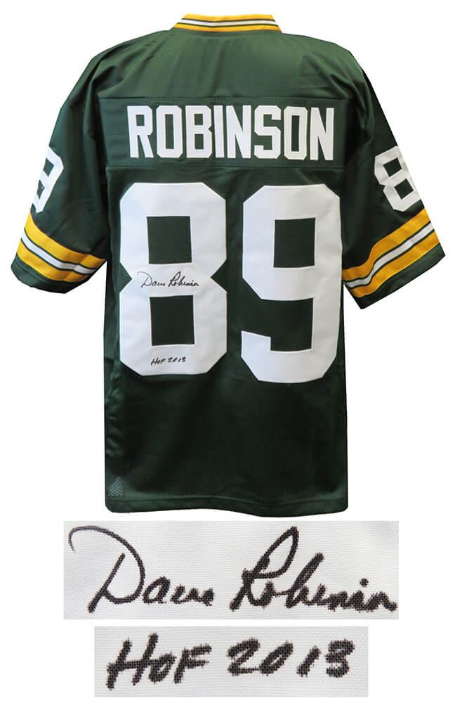 Dave Robinson Signed Green T/B Custom Football Jersey w/HOF 2013 - ROBJRY301 - Dave Robinson Signed Green T/B Custom Football Jersey w/HOF 2013 product image
