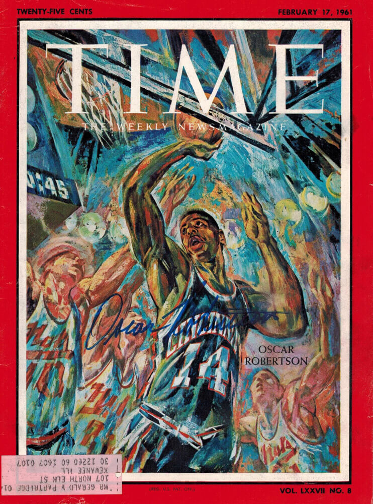 Oscar Robertson Signed Cincinnati TIME Magazine 2/17/61 Issue - ROBMAG202 - Oscar Robertson Signed Cincinnati TIME Magazine 2/17/61 Issue product image