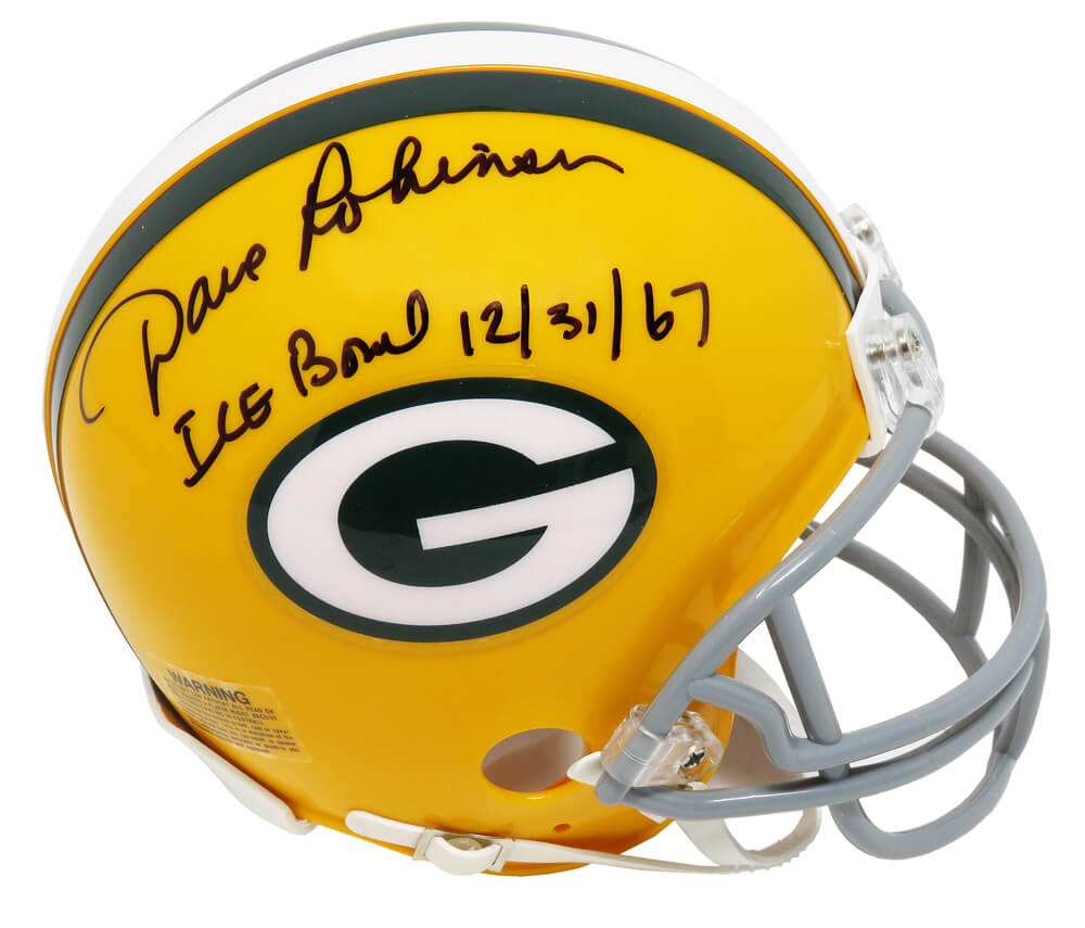 Dave Robinson Signed Green Bay Packers Throwback Riddell Mini Helmet w/Ice Bowl 12-31-67 - ROBMIN301 - Dave Robinson Signed Green Bay Packers Throwback Riddell Mini Helmet w/Ice Bowl 12-31-67 product image
