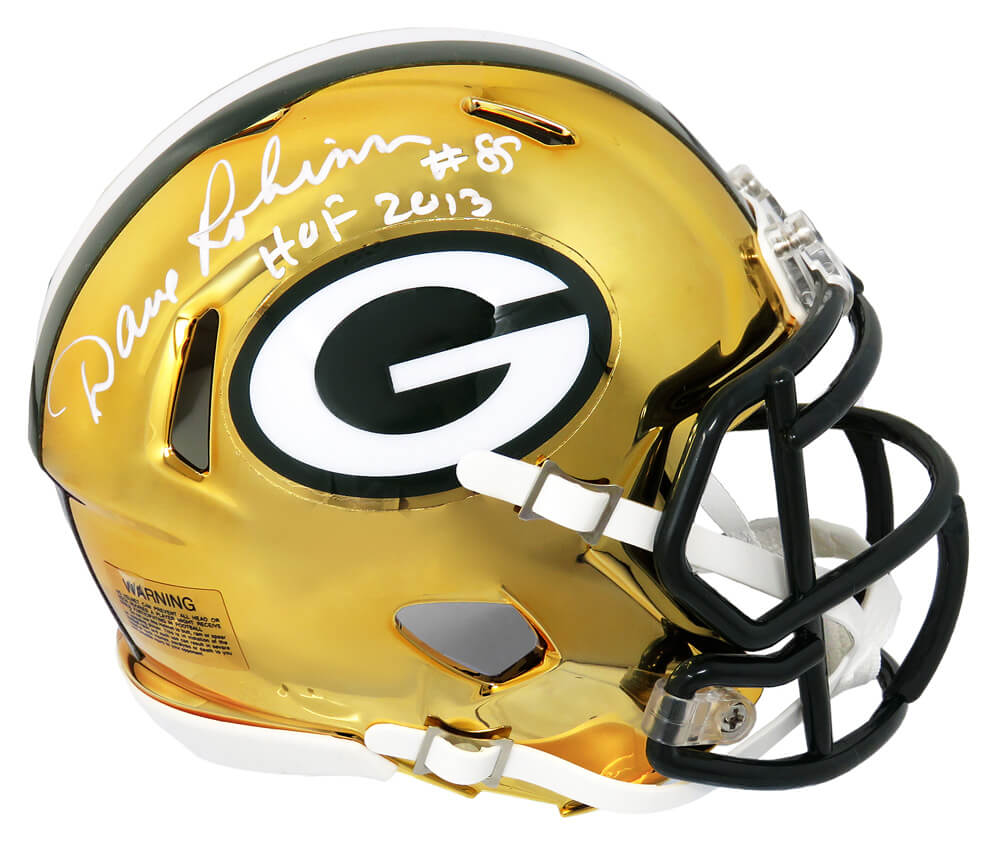 Dave Robinson Signed Green Bay Packers Chrome Riddell Speed Mini Helmet w/HOF 2013 - ROBMIN302 - Dave Robinson Signed Green Bay Packers Chrome Riddell Speed Mini Helmet w/HOF 2013 product image