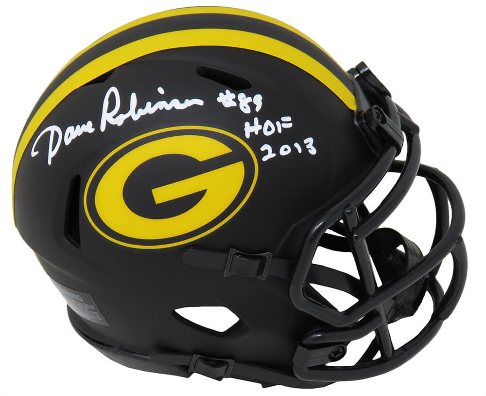 Dave Robinson Signed Green Bay Packers Eclipse Black Matte Riddell Speed Mini Helmet w/HOF 2013 - ROBMIN307 - Dave Robinson Signed Green Bay Packers Eclipse Black Matte Riddell Speed Mini Helmet w/HOF 2013 product image